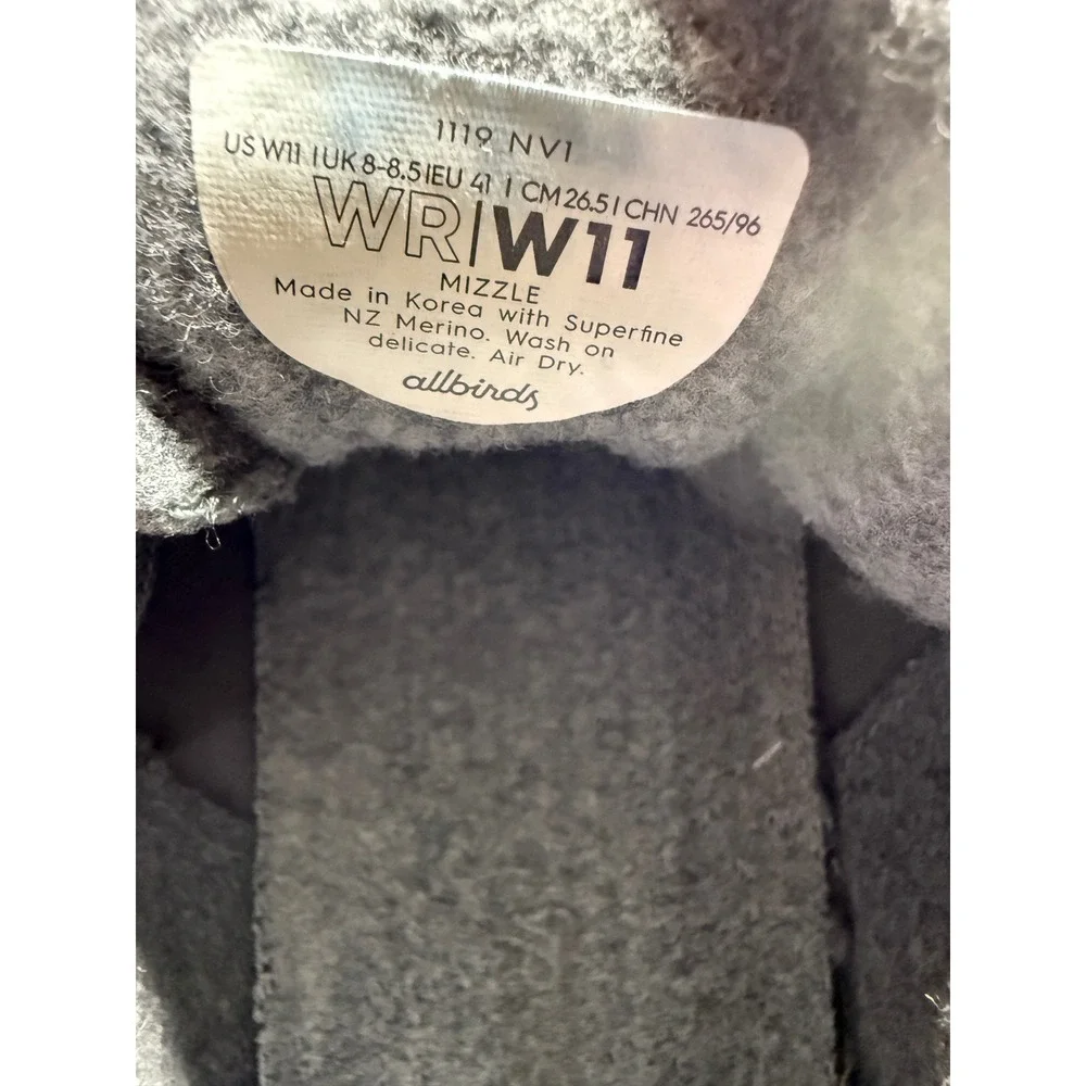 Allbirds Mizzle Wool Sneakers Charcoal Grey‎ Women's US 11 UK 8.5 EU 41